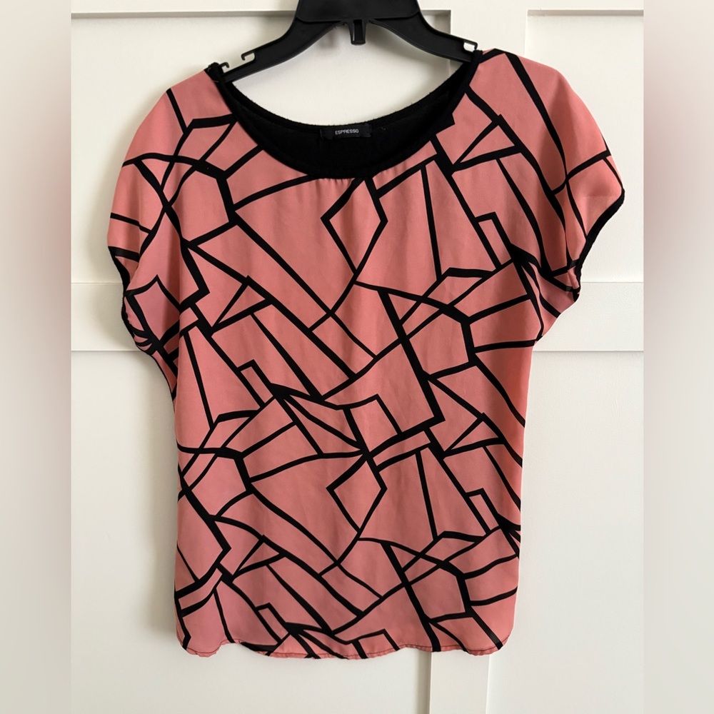 Geometric Pink and Black Women's Top